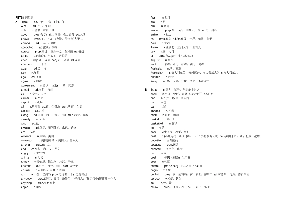 PETS1词汇表_第1页