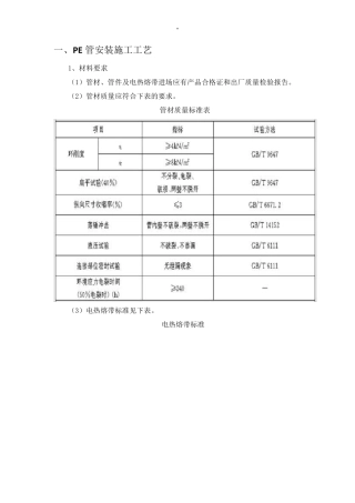 PE管安装施工工艺标准规范标准
