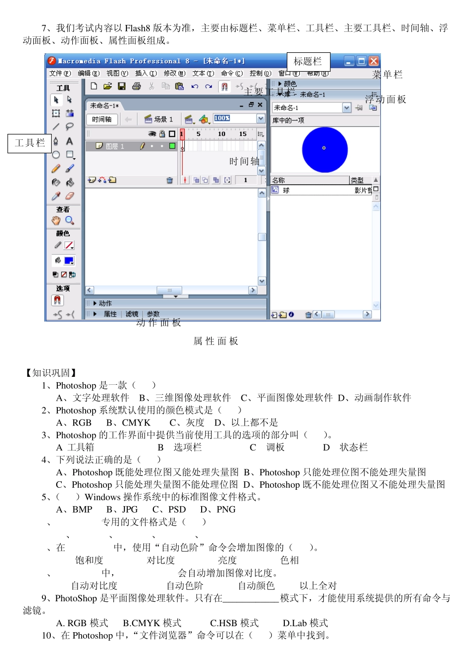 Photoshop、flash知识点(信息技术会考复习)_第3页