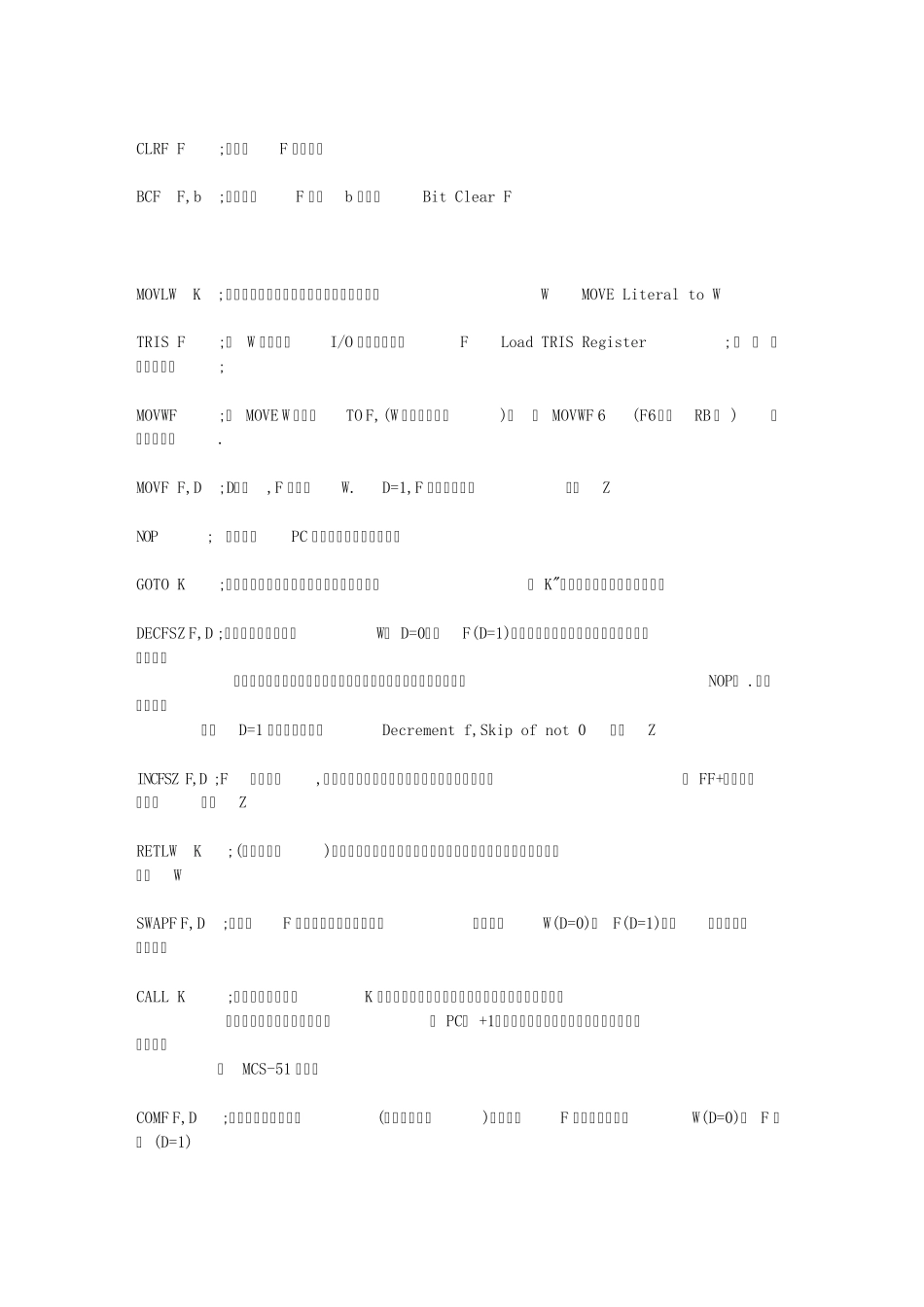 PIC16系列单片机汇编指令集包括部分伪指令很有帮助(整理的)2011_第2页