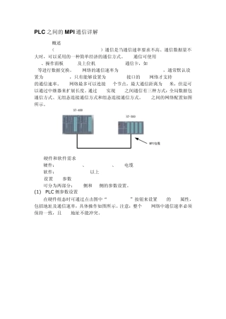 PLC之间的MPI通信详解