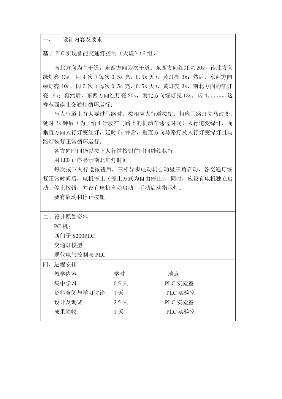 plc交通灯课程设计(附梯形图)_第1页