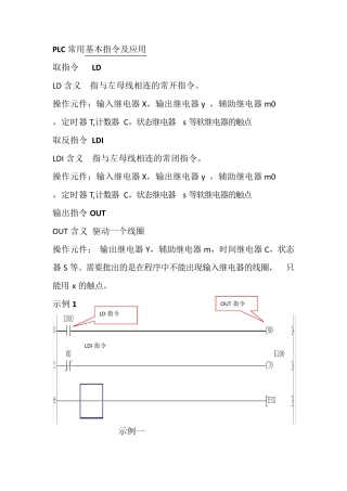 PLC常用基本指令及应用