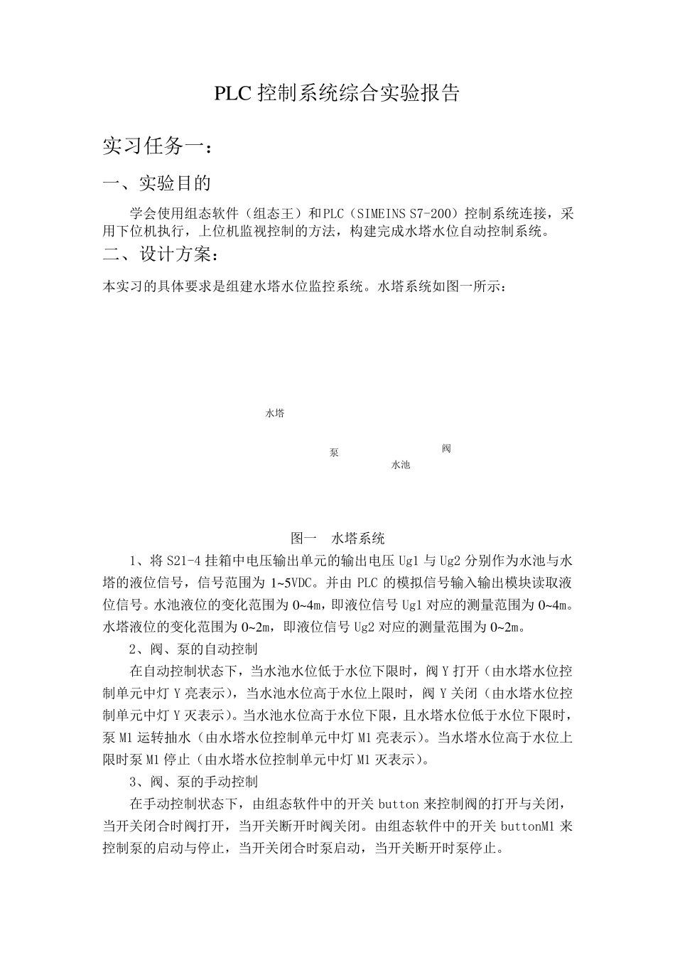 PLC控制系统综合实验报告_第1页