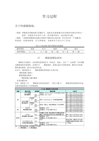 PLC模拟量模块和传感器
