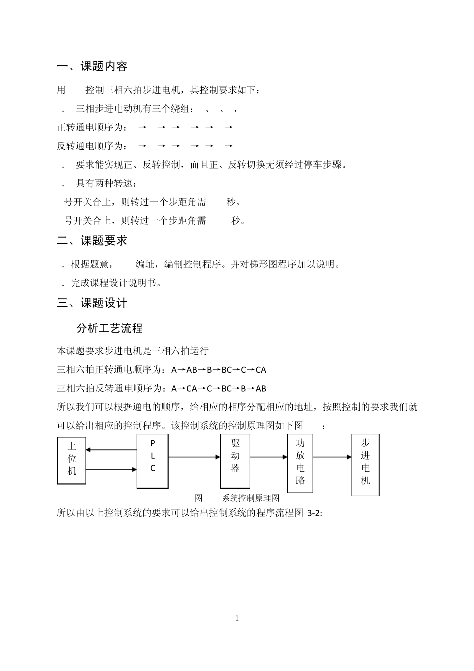 PLC课程设计三相六拍步进电机_第1页