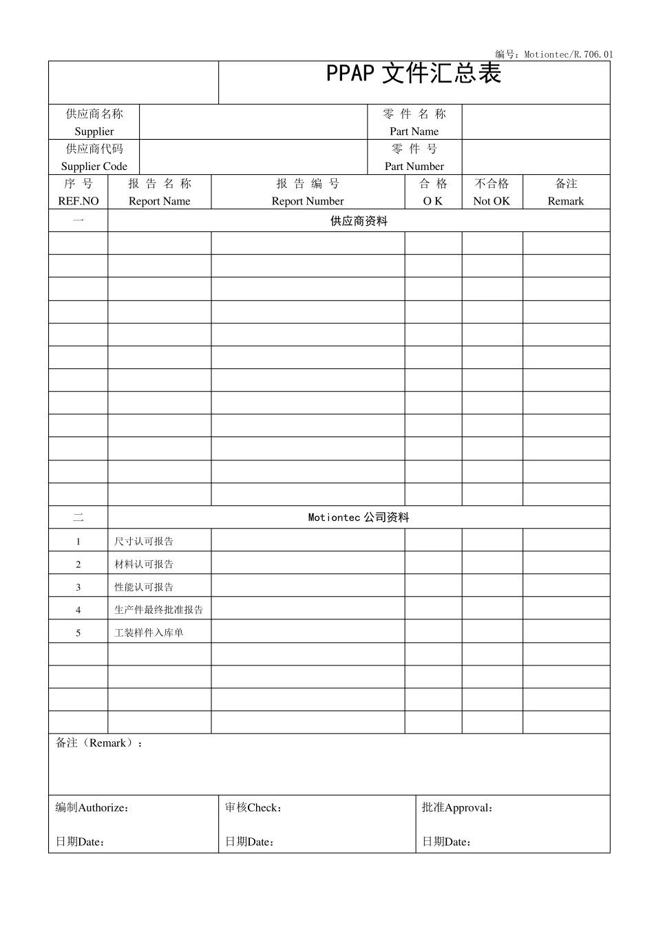 PPAP表格,推荐文档_第1页