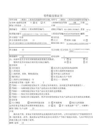 PPAP资料样表()