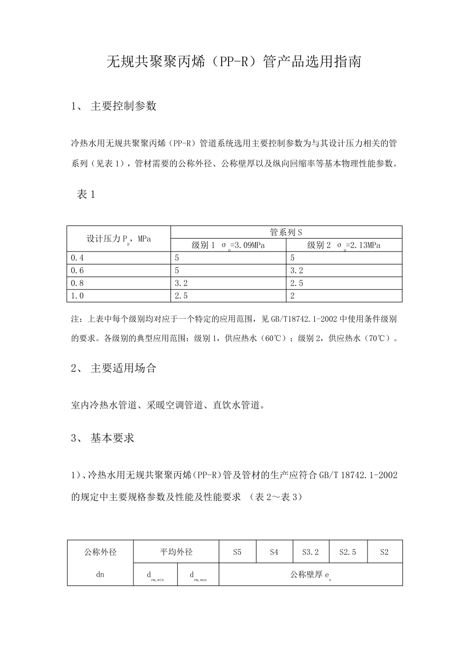 ppr管材的标准及技术要求_第1页
