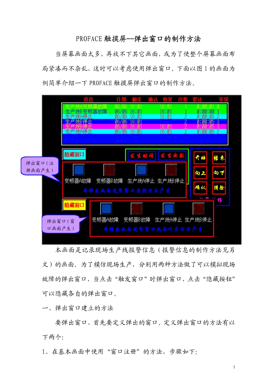 PROFACE触摸屏弹出窗口的制作方法_第1页