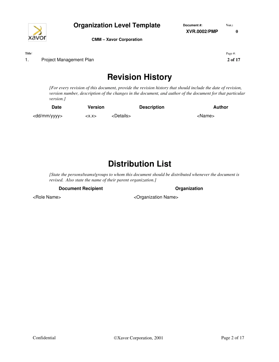 ProjectManagementPlanTemplate项目管理计划模板_第2页