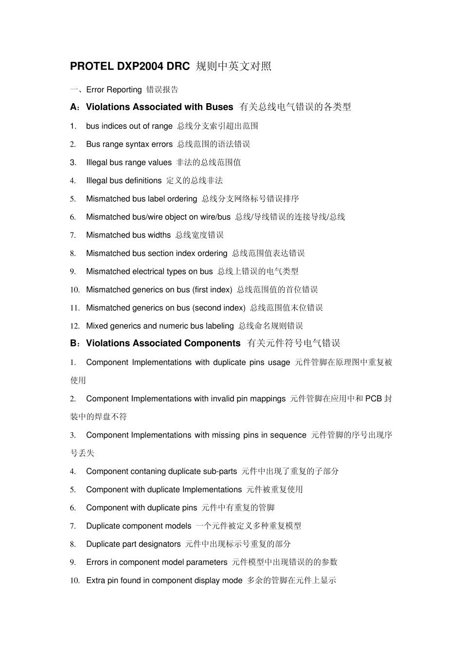 PROTELDXP2004DRC规则中英文对照_第1页