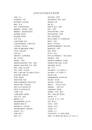 PROTEUS元件库元件名称及中英对照