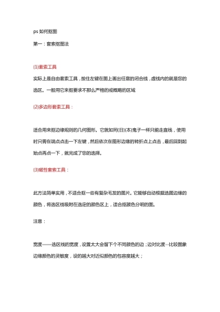 ps如何抠图