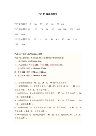 PVC管规格和型号