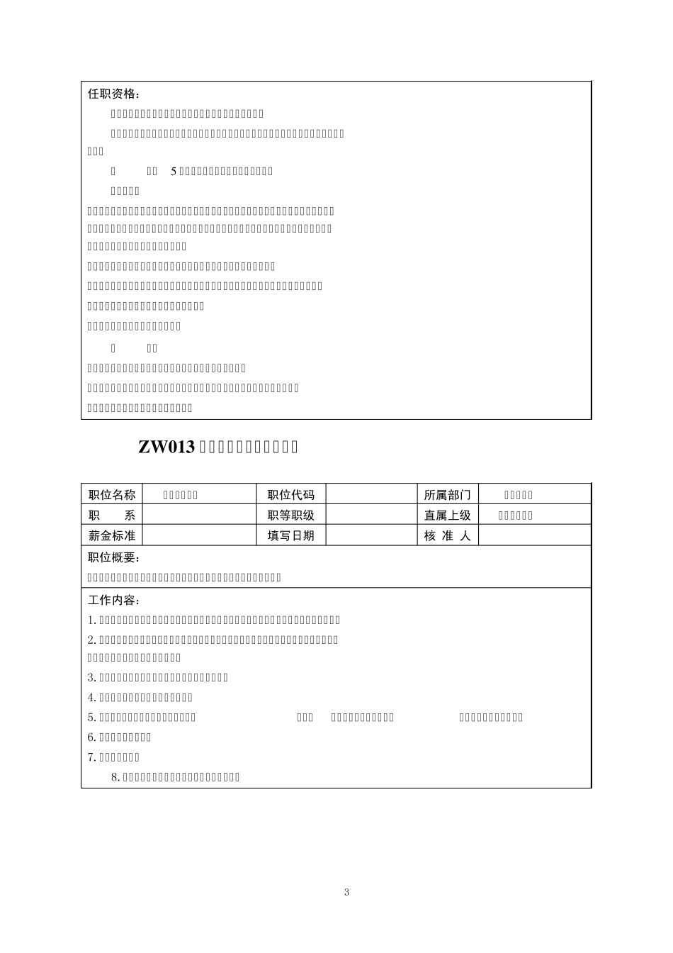 中小企业职位说明书范本_人力资源管理职位_第3页