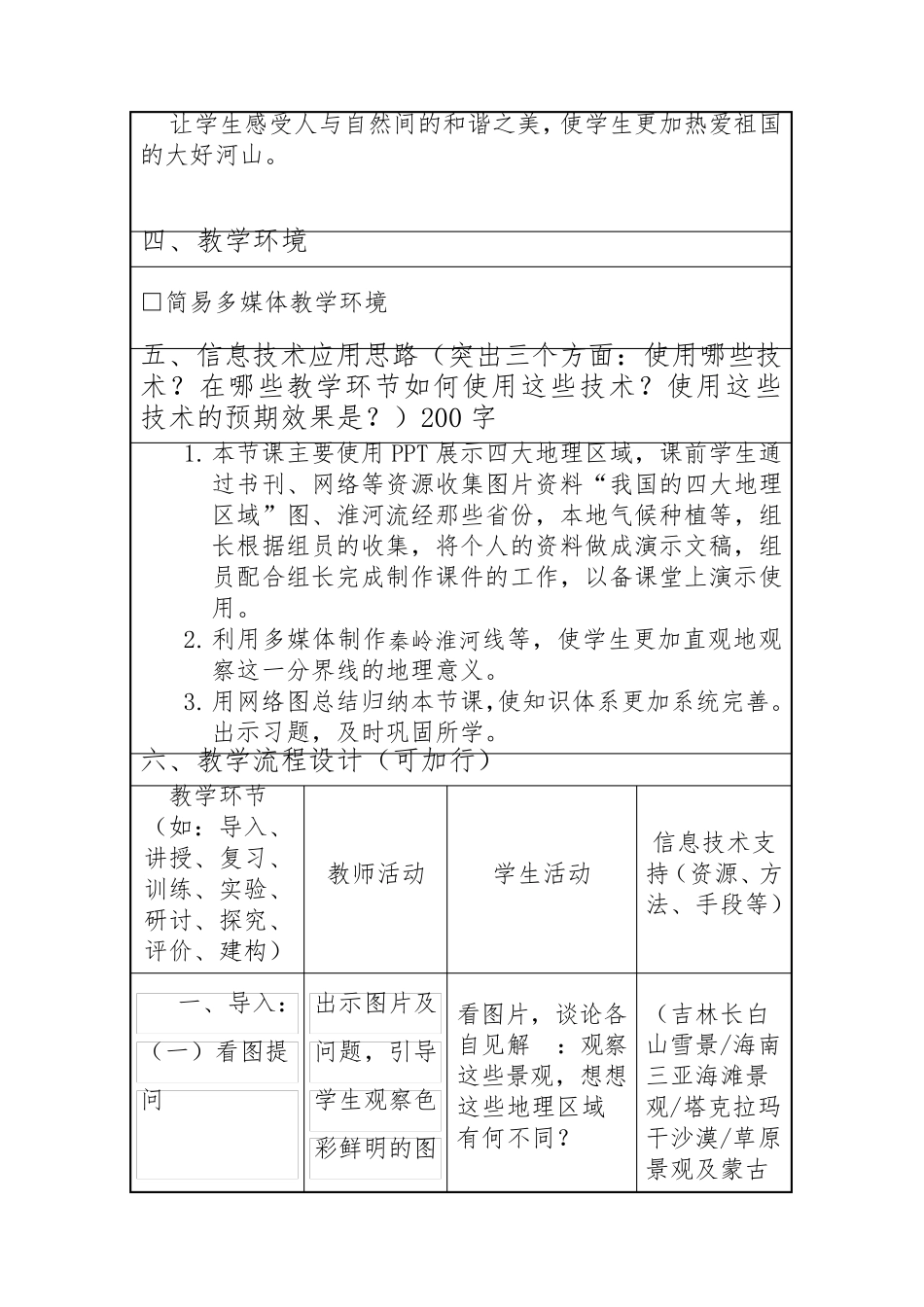 中小学教师信息技术应用能力提升工程信息化教学设计方案初中地理信息化教学设计作业1_第2页