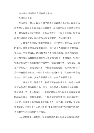 中小学教师继续教育研修日志集锦