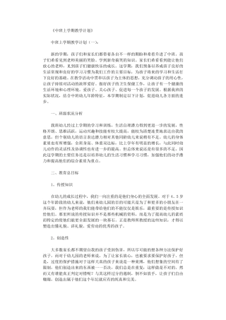 中班上学期教学计划6篇