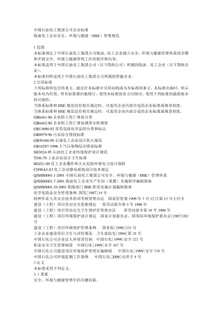 中石化HSE标准