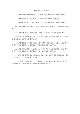 中石化安全生产十大禁令