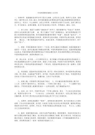 中美两国教育制度十大差异