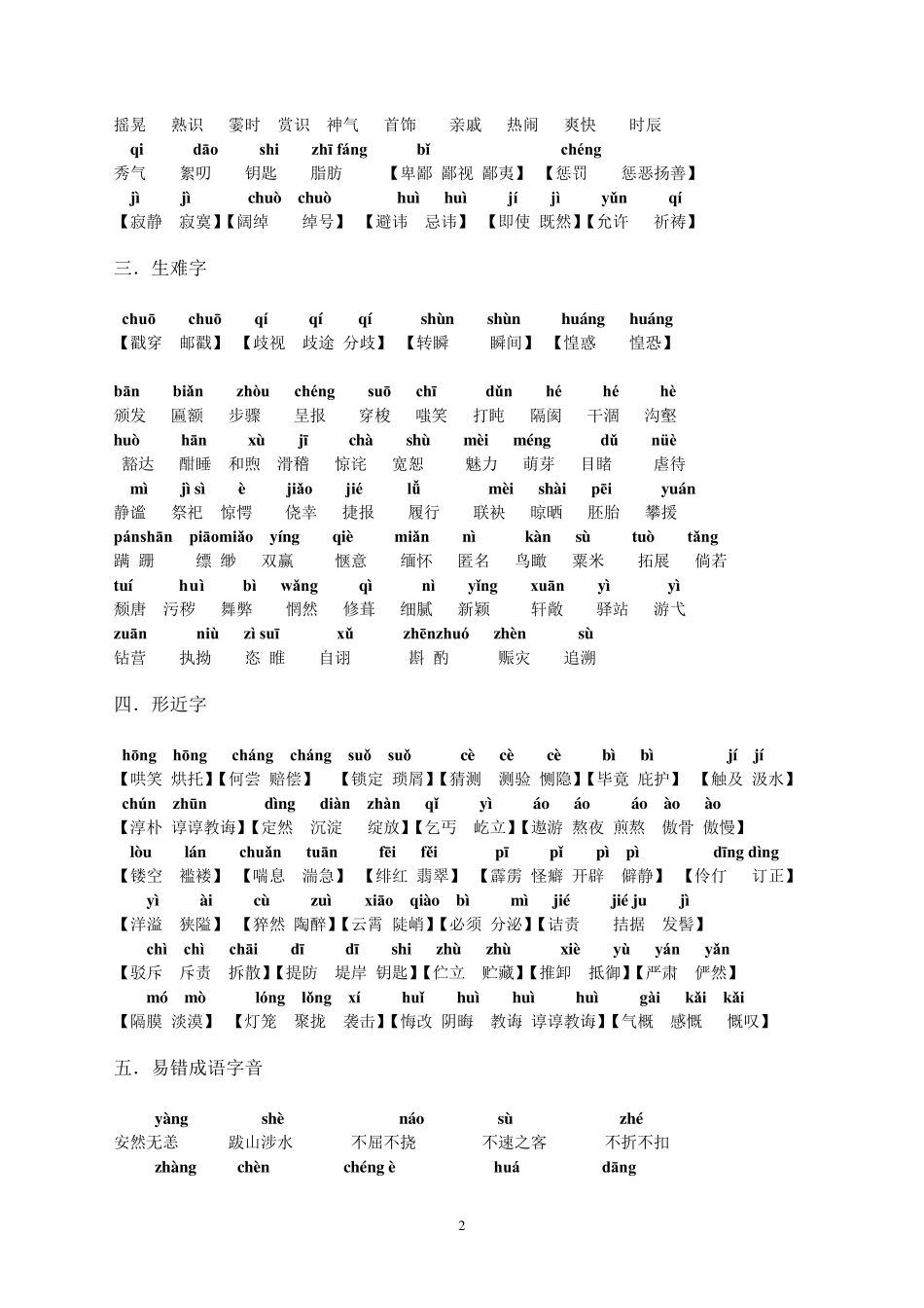 中考易错字音字形归纳_第2页