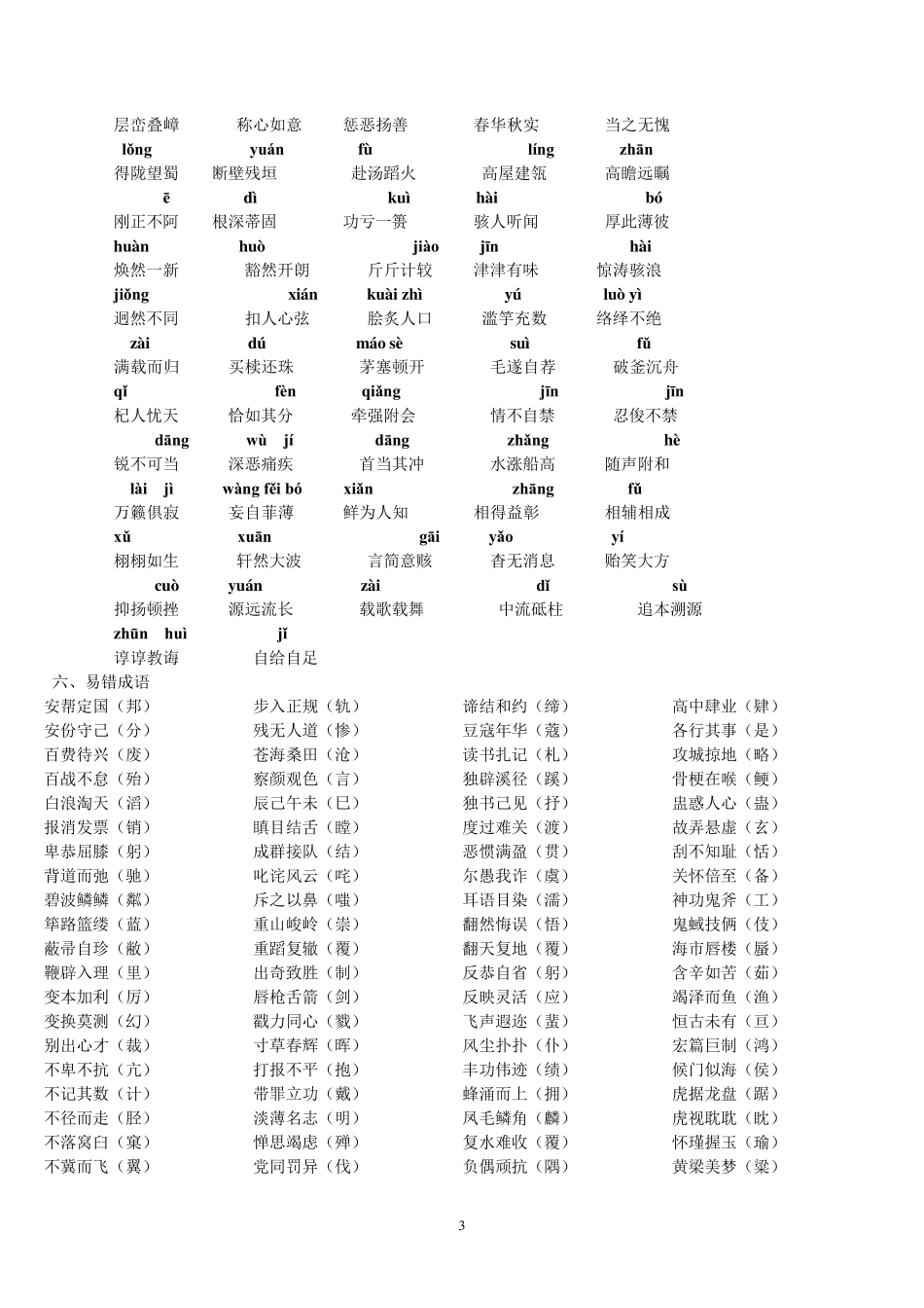 中考易错字音字形归纳_第3页