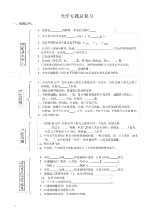 中考物理光学专题复习