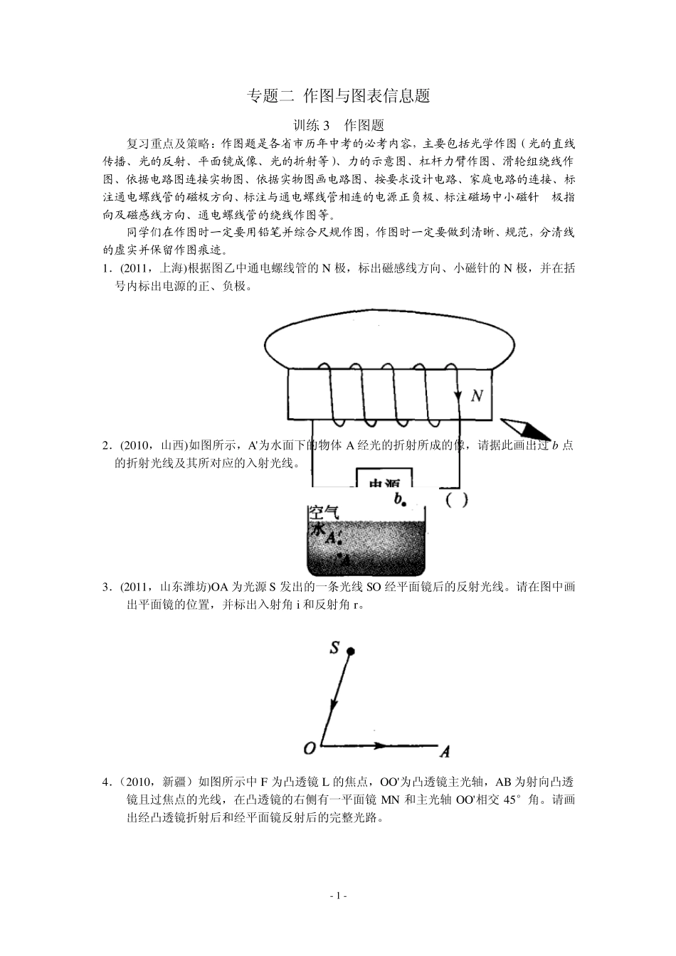 中考物理复习：专题二作图与图表信息题(作图题)_第1页