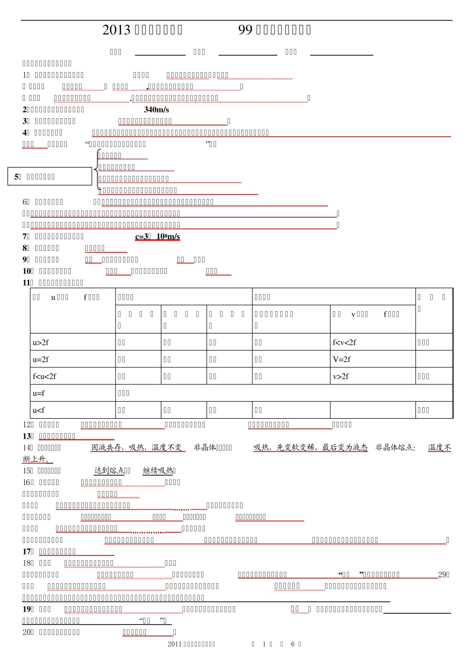 中考物理必背知识点总结复习提纲_第1页