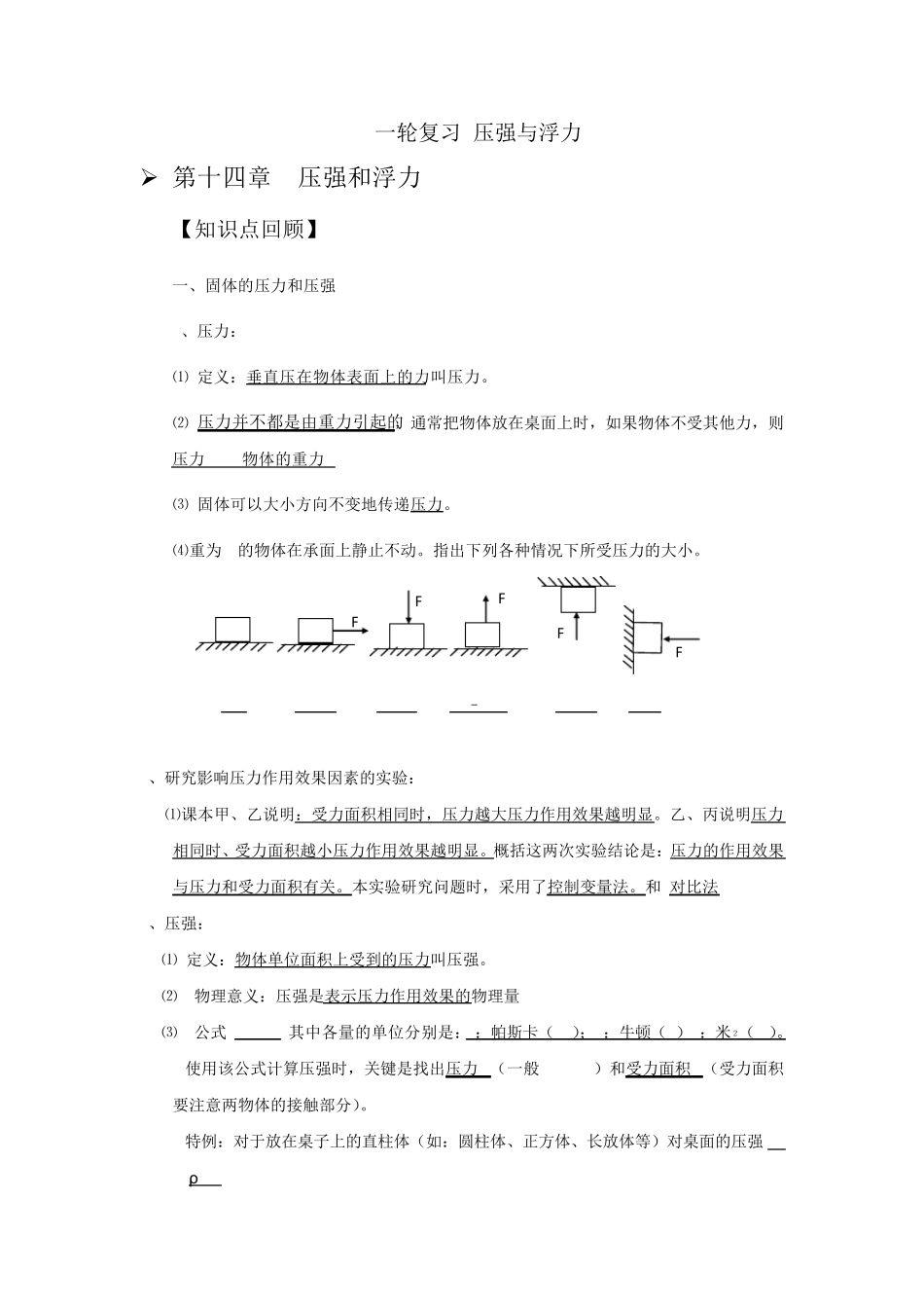中考物理第一轮基础复习浮力与压强_第1页