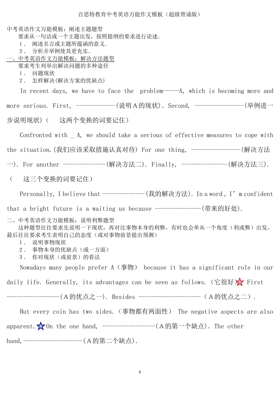 中考英语万能作文模板(超级背诵版)_第1页