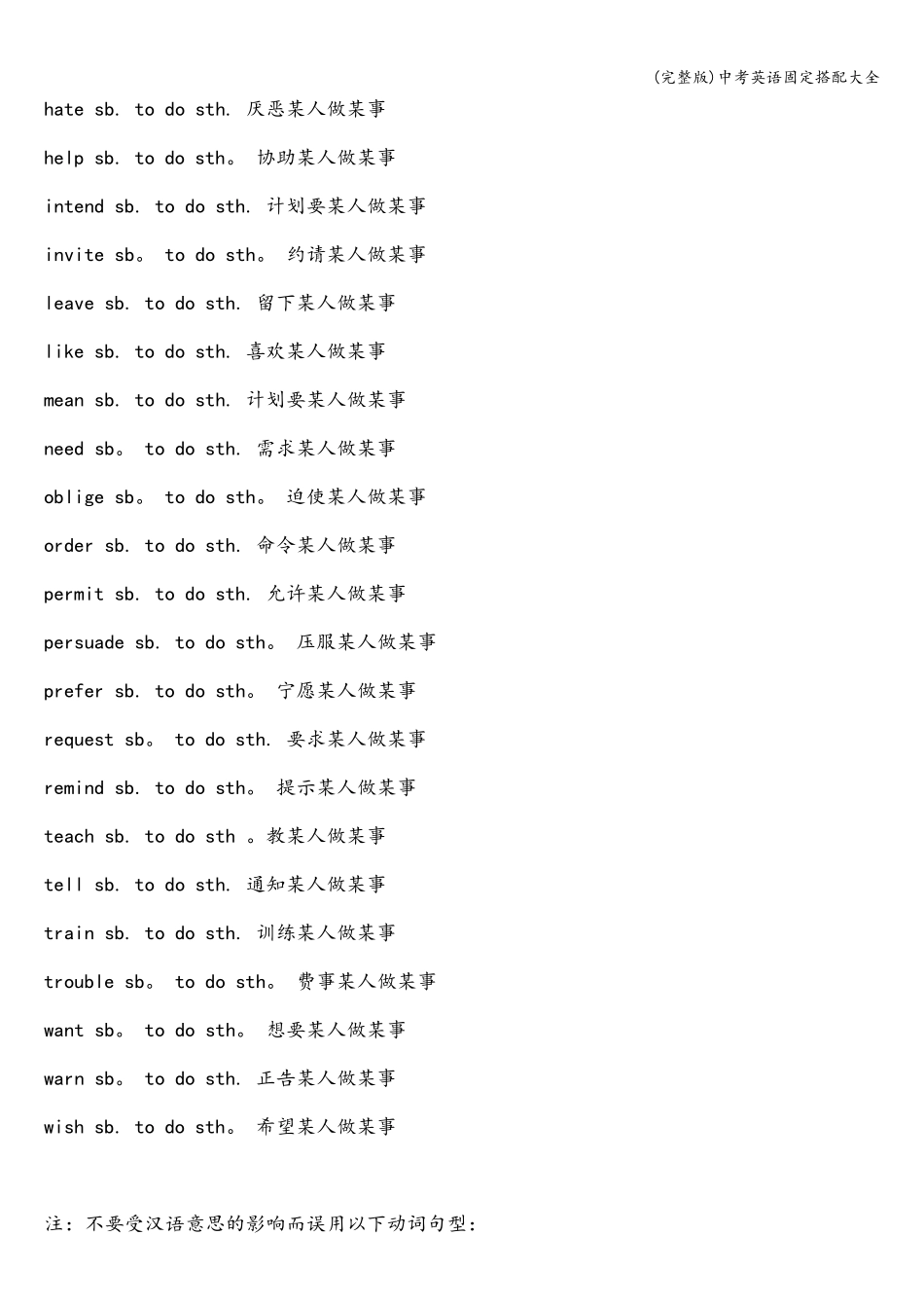 中考英语固定搭配大全_第3页