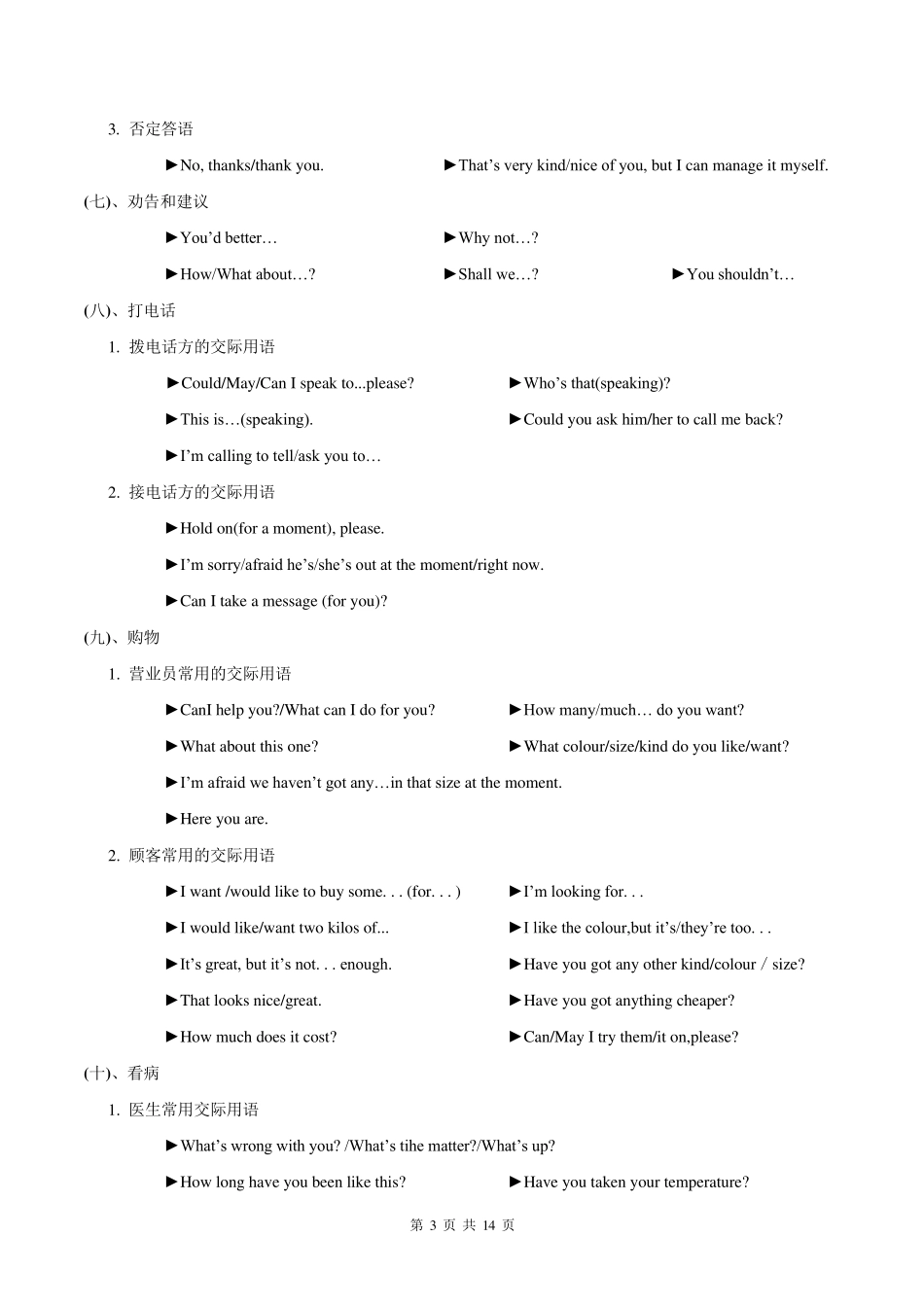 中考英语复习考点《情景交际》_第3页