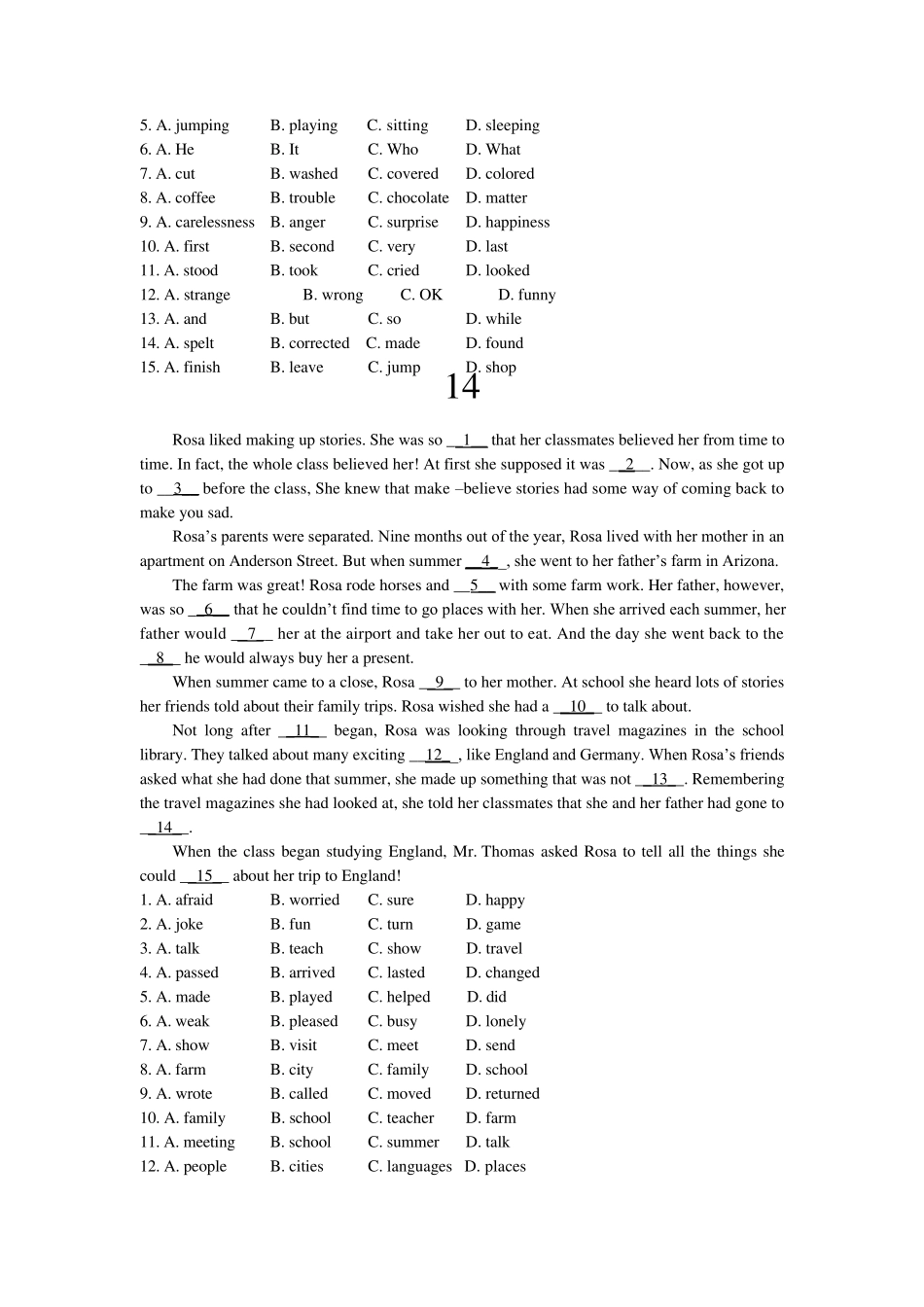 中考英语完形填空100篇配答案详解_第3页