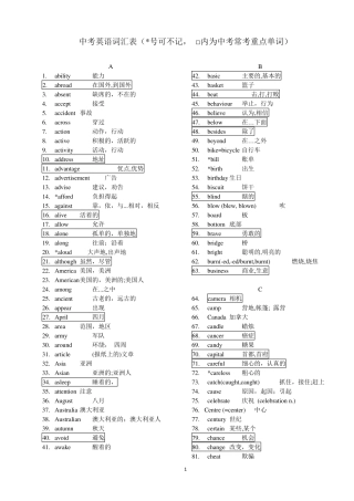 中考英语常考词汇
