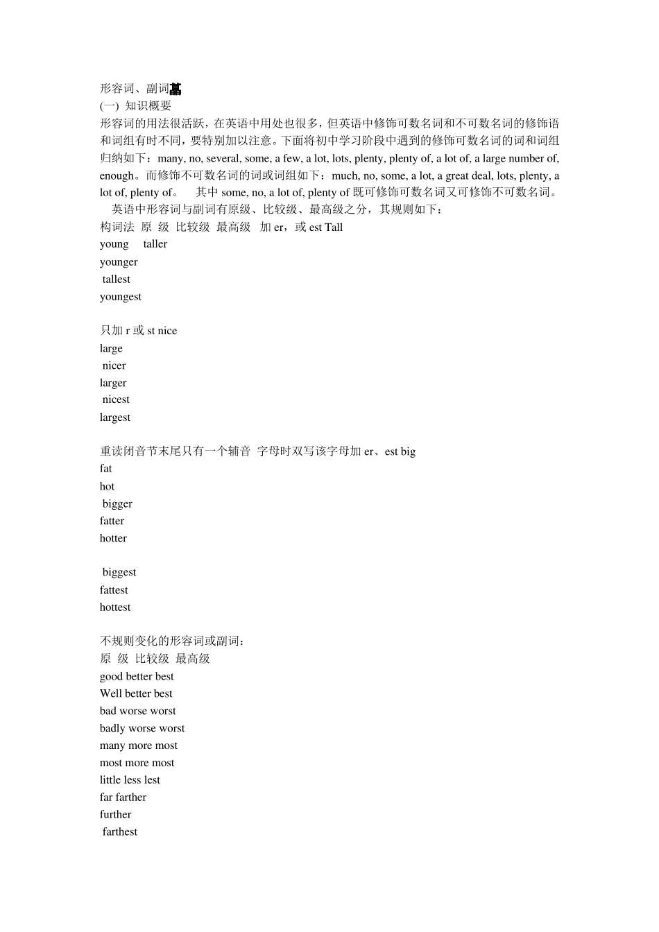 中考英语形容词、副词总复习_第1页