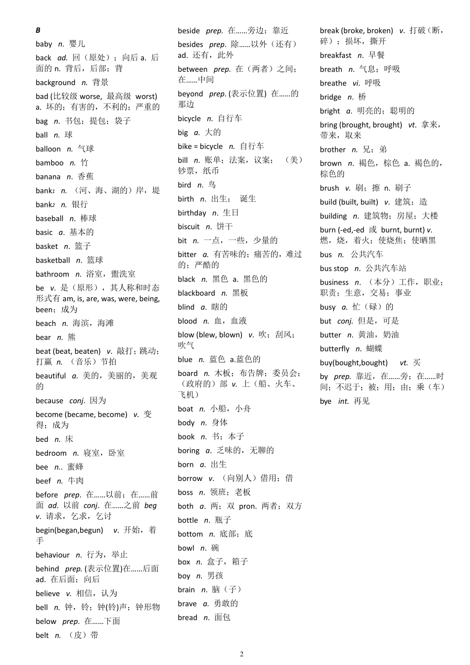 中考英语必背词汇表_第2页