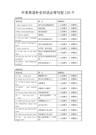 中考英语补全对话必背句型135个