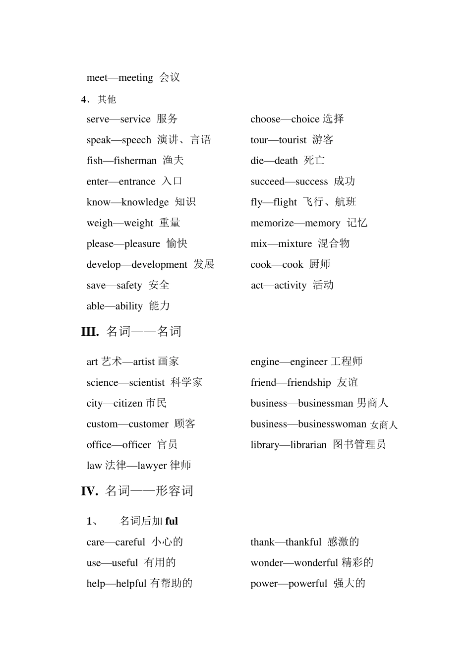 中考英语词性转换——分类记忆初三英语试题_第3页