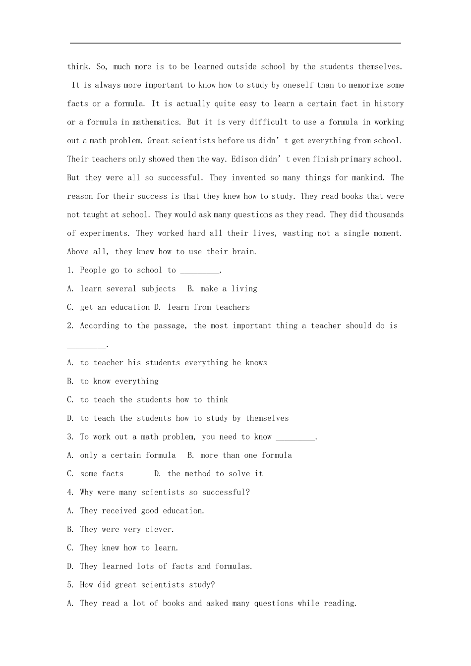 中考英语阅读理解真题_第3页