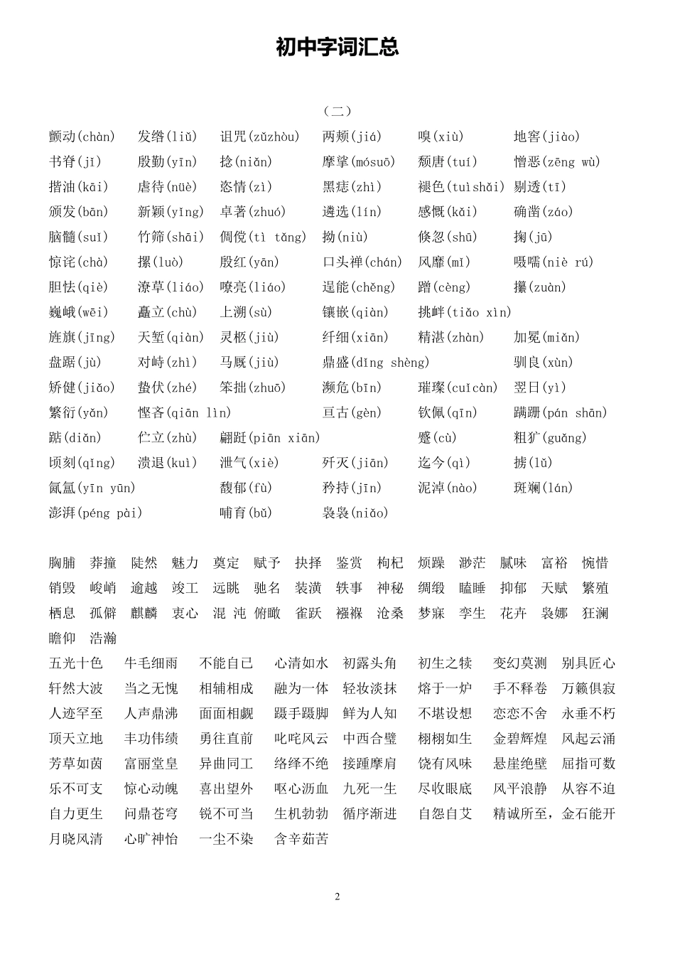中考语文初中字词汇总(注音版)_第2页