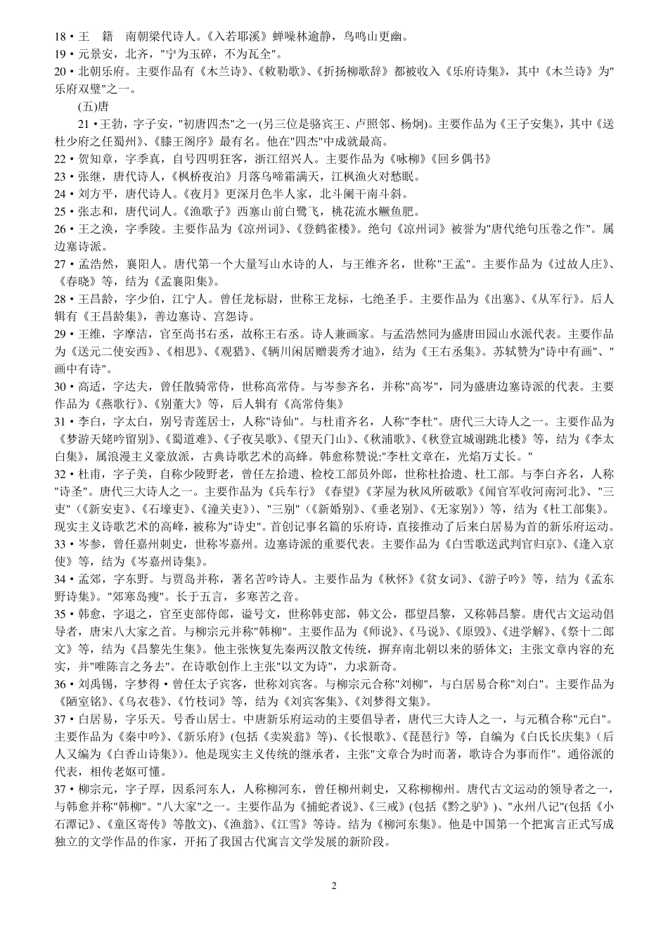 中考语文文学常识总汇_第2页