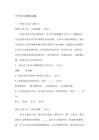 中考语文模拟试题