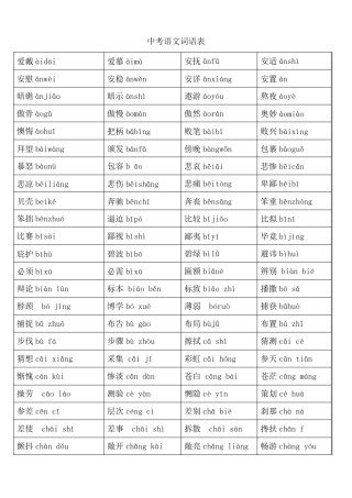 中考语文词语表1000个词