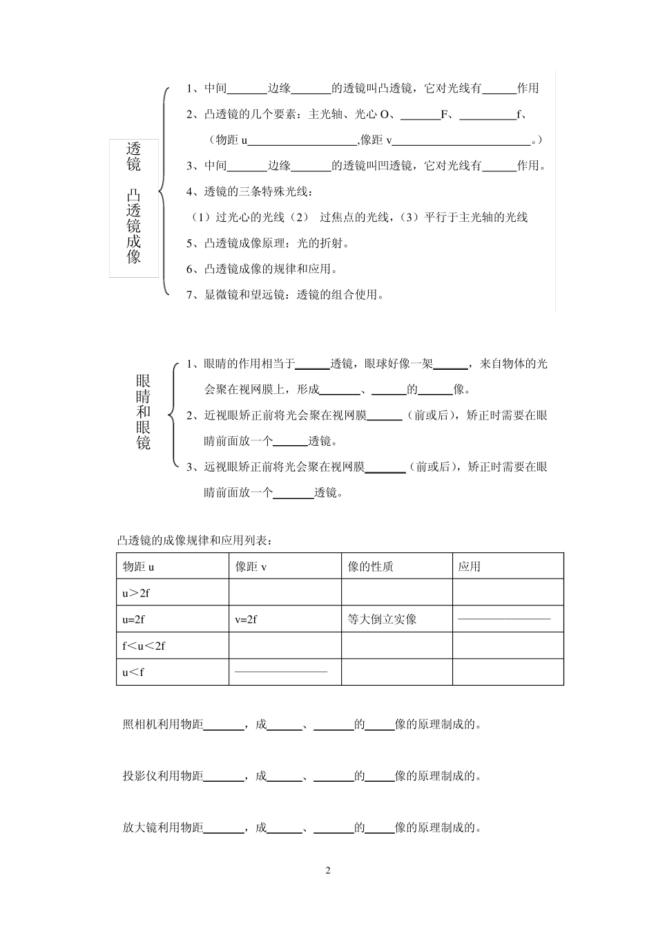 中考辅导班资料(光学)绝对,复习必备,整套9部分_第2页