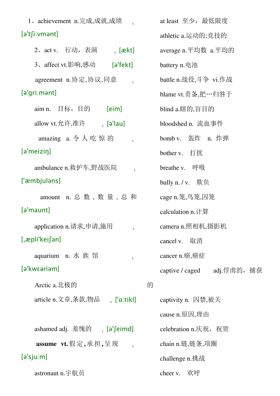 中考高频词汇_第1页
