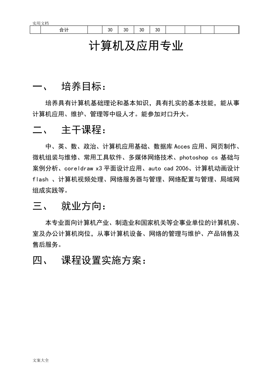 中职各专业课程设置_第3页