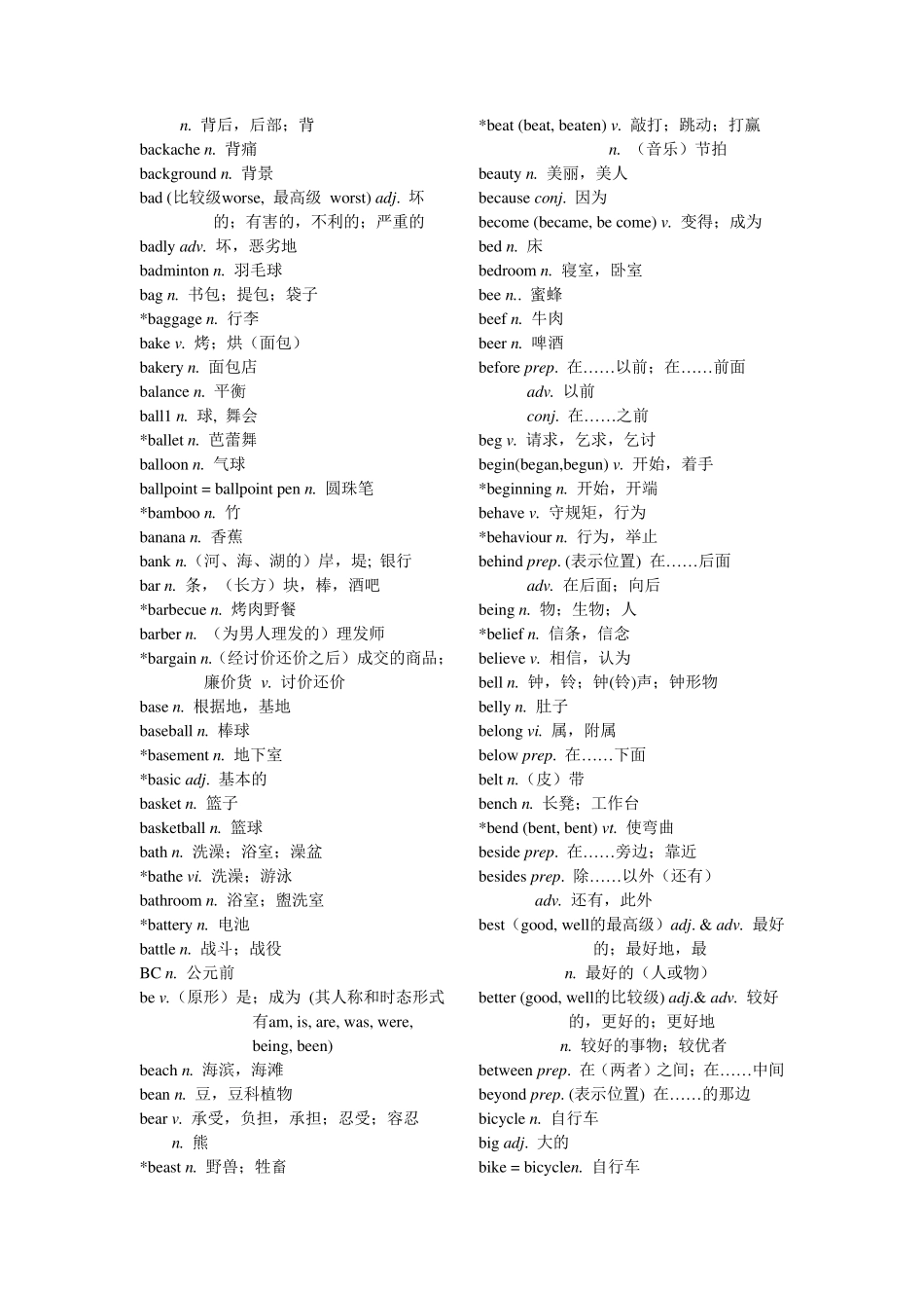 中职英语新课标词汇表(有中文释义)_第3页